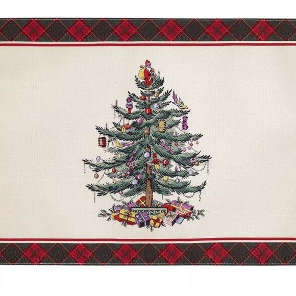 Spode nwt Christmas Tree Tartan 4 Pack Placemat Set Placemats - Red and Green - Picture 2 of 3